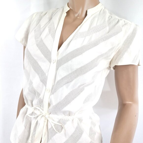 ARMANI EXCHANGE Blouse Button Front SS Drawstring Waist XS - Picture 3 of 6